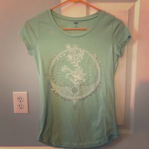 light green patterned short sleeve shirt
